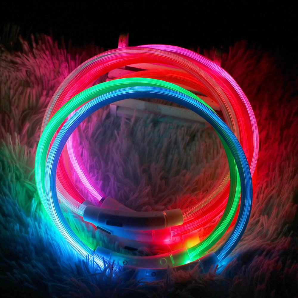 Usb Rechargeable Glow-In-The-Dark Pet Collar With Three Flashing Modes