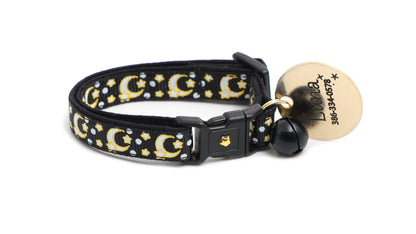 Gold Moons and Stars on Black V2 Cat Collar