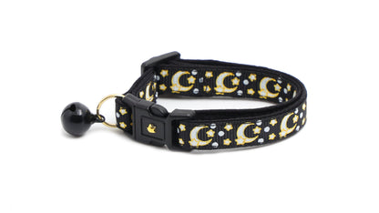 Gold Moons and Stars on Black V2 Cat Collar