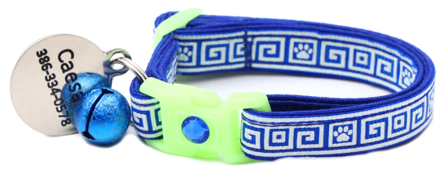 Greek Key Breakaway Cat Collar